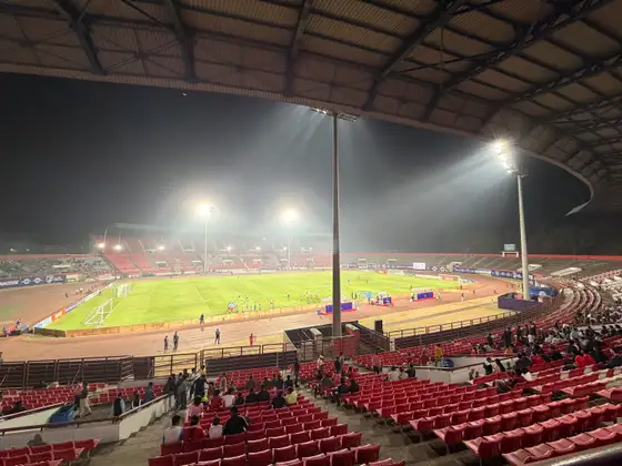 A cricket stadium at night